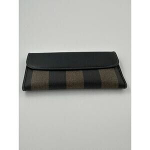 Fendi Vintage Pequin Stripe Canvas Continental Wallet